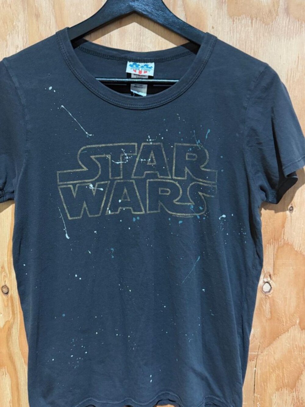 Junk Food Women's Star Wars Tee Black Paint Splatter Gold Logo Size M